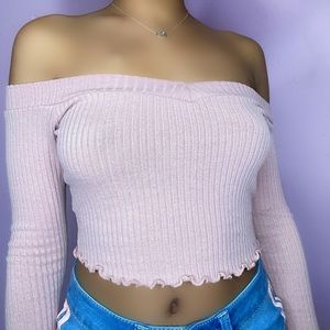 Fashion Nova Pink Off the Shoulder Crop Top